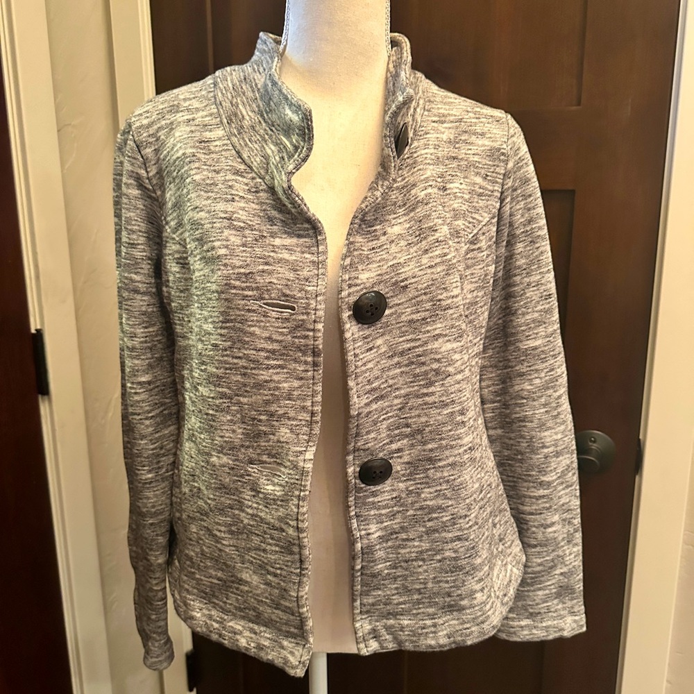 CAbi Hourglass Heather Grey Fleece Moto Jacket